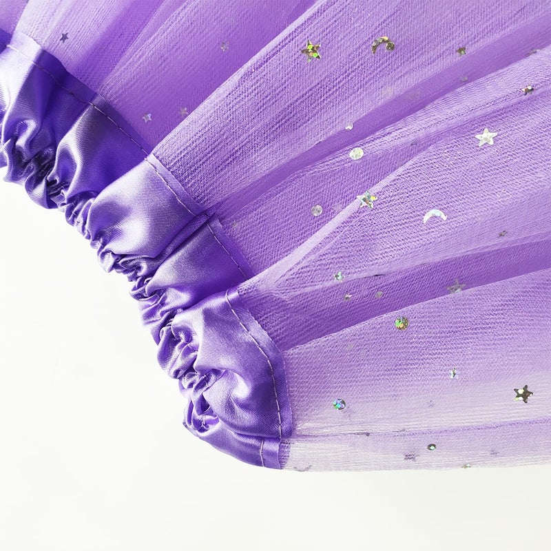 WINROLA Little Girls Stars Sequins Tutu Skirt Princess Ballet Dance Dress for 0-6 Y Sparkle Elastic 3 Layered Tulle Tutu Skirt - Image 3